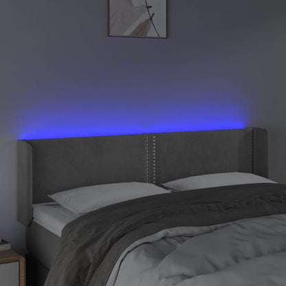 Hoofdbord LED 147x16x78/88 cm fluweel lichtgrijs 147 x 16 x 78/88 cm Lichtgrijs