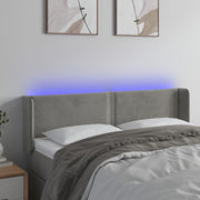 Hoofdbord 147x16x78/88 cm fluweel lichtgrijs LED