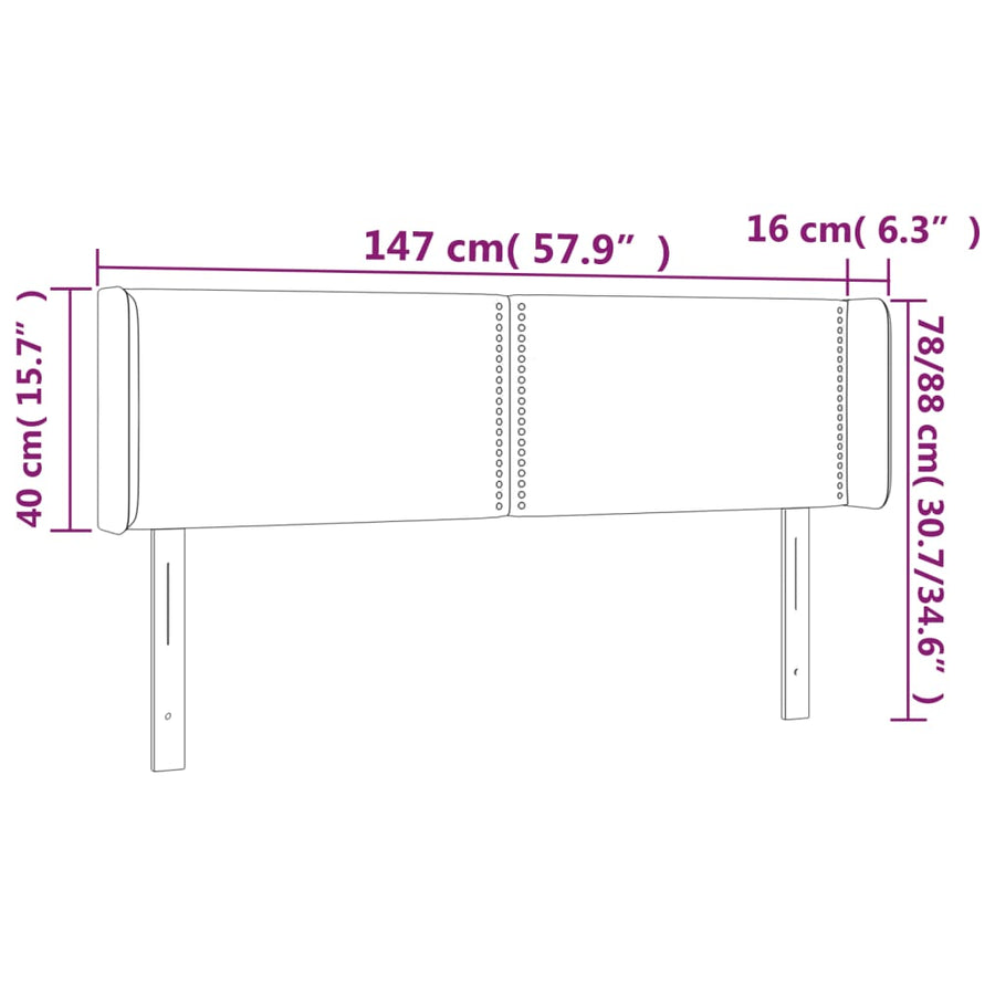 Hoofdbord LED 147x16x78/88 cm fluweel donkergrijs 147 x 16 x 78/88 cm Donkergrijs