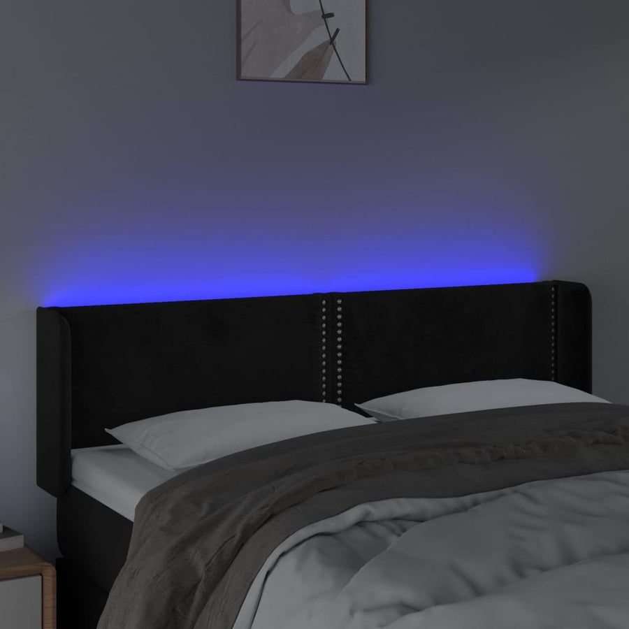 Hoofdbord Led Fluweel 147 x 16 x 78/88 cm Zwart