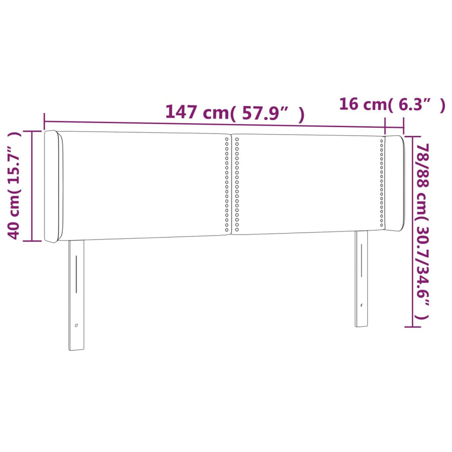 Hoofdbord Led Fluweel 147 x 16 x 78/88 cm Zwart
