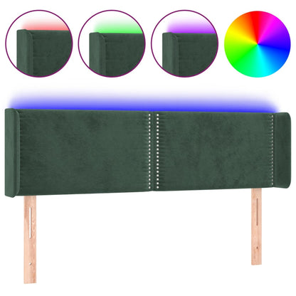 Hoofdbord LED 147x16x78/88 cm fluweel donkergroen 147 x 16 x 78/88 cm Donkergroen