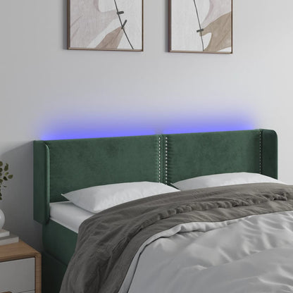 Hoofdbord LED 147x16x78/88 cm fluweel donkergroen 147 x 16 x 78/88 cm Donkergroen