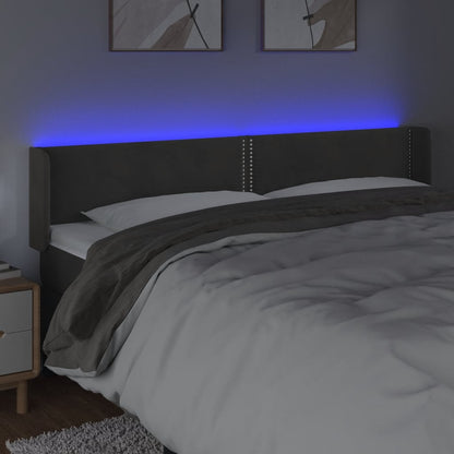 Hoofdbord LED 163x16x78/88 cm fluweel donkergrijs 163 x 16 x 78/88 cm Donkergrijs