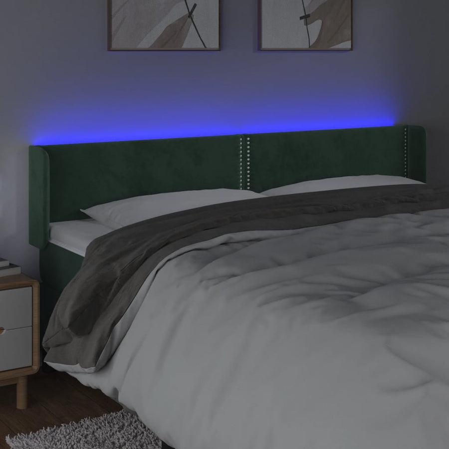 Hoofdbord Led Fluweel 1 183 x 16 x 78/88 cm Donkergroen