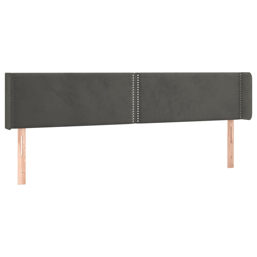 Hoofdbord LED 203x16x78/88 cm fluweel donkergrijs 203 x 16 x 78/88 cm Donkergrijs