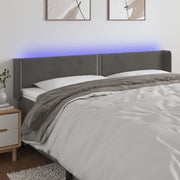 Hoofdbord 203x16x78/88 cm fluweel donkergrijs LED
