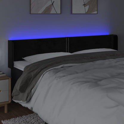 Hoofdbord LED 203x16x78/88 cm fluweel zwart 203 x 16 x 78/88 cm Zwart
