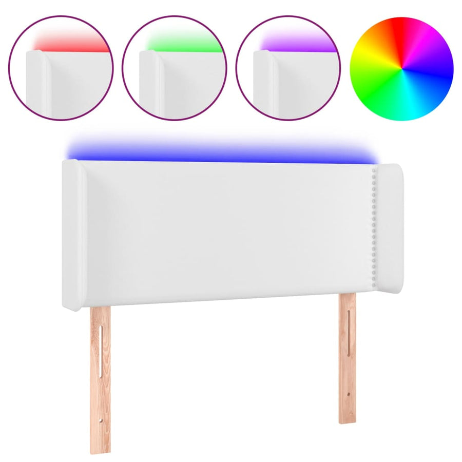 Hoofdbord LED 103x16x78/88 cm kunstleer wit 103 x 16 x 78/88 cm Wit
