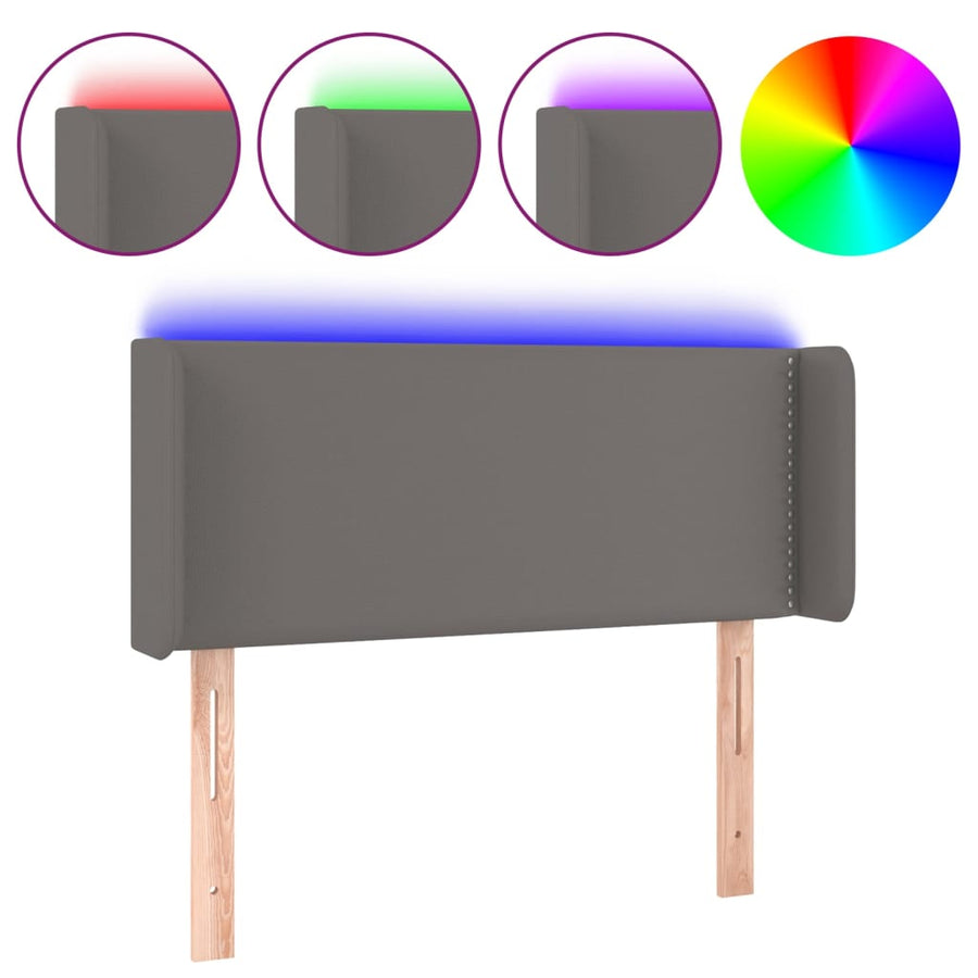 Hoofdbord LED 103x16x78/88 cm kunstleer grijs 103 x 16 x 78/88 cm Grijs