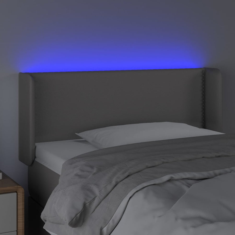Hoofdbord LED 103x16x78/88 cm kunstleer grijs 103 x 16 x 78/88 cm Grijs