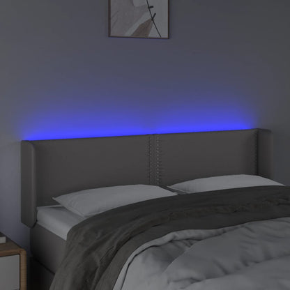 Hoofdbord LED 147x16x78/88 cm kunstleer grijs 147 x 16 x 78/88 cm Grijs
