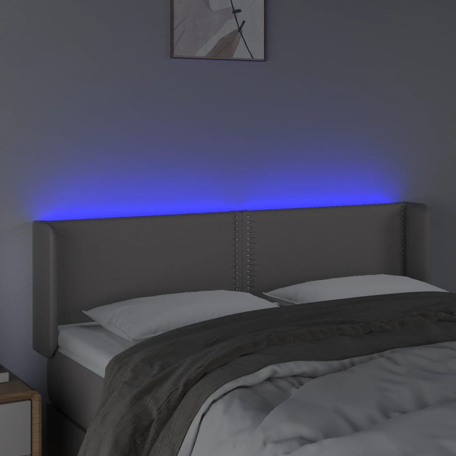 Hoofdbord LED 147x16x78/88 cm kunstleer grijs 147 x 16 x 78/88 cm Grijs