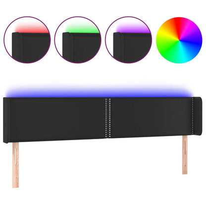 Hoofdbord LED 203x16x78/88 cm kunstleer zwart 203 x 16 x 78/88 cm Zwart