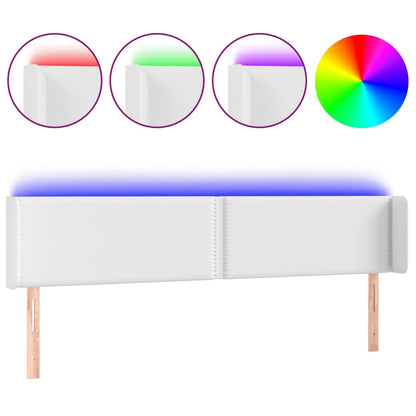 Hoofdbord LED 203x16x78/88 cm kunstleer wit 203 x 16 x 78/88 cm Wit