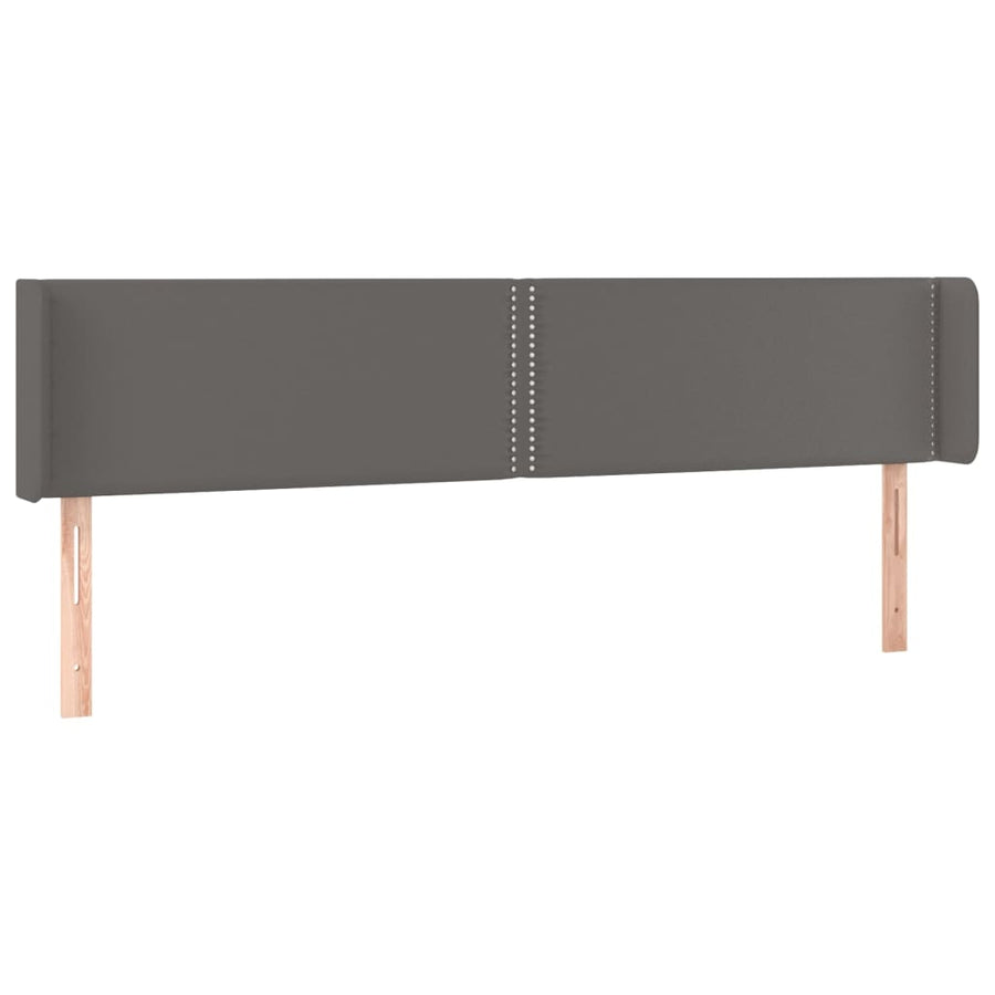Hoofdbord LED 203x16x78/88 cm kunstleer grijs 203 x 16 x 78/88 cm Grijs