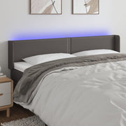 Hoofdbord 203x16x78/88 cm kunstleer grijs LED