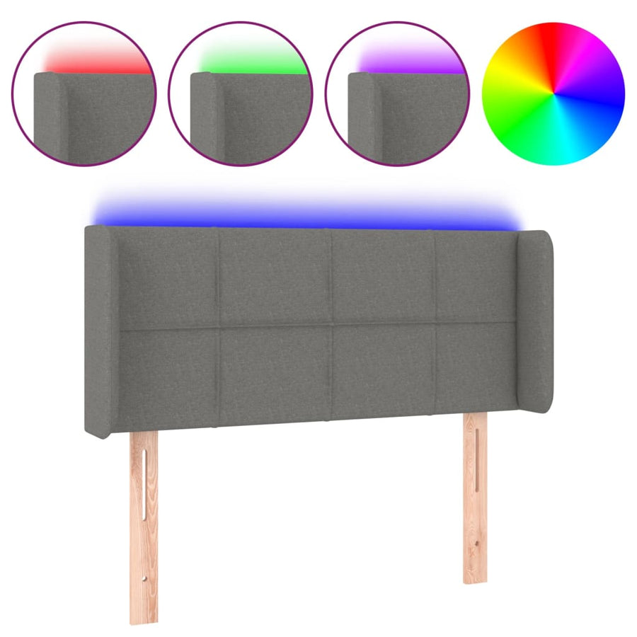 Hoofdbord Led Stof 83 x 16 x 78/88 cm Donkergrijs