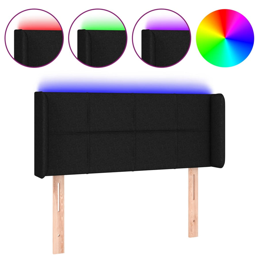 Hoofdbord Led Stof 83 x 16 x 78/88 cm Zwart