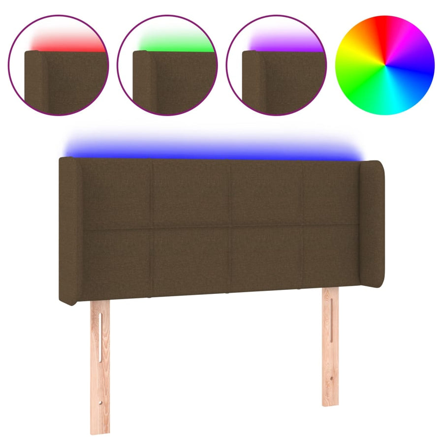 Hoofdbord LED 83x16x78/88 cm stof donkerbruin 83 x 16 x 78/88 cm Donkerbruin