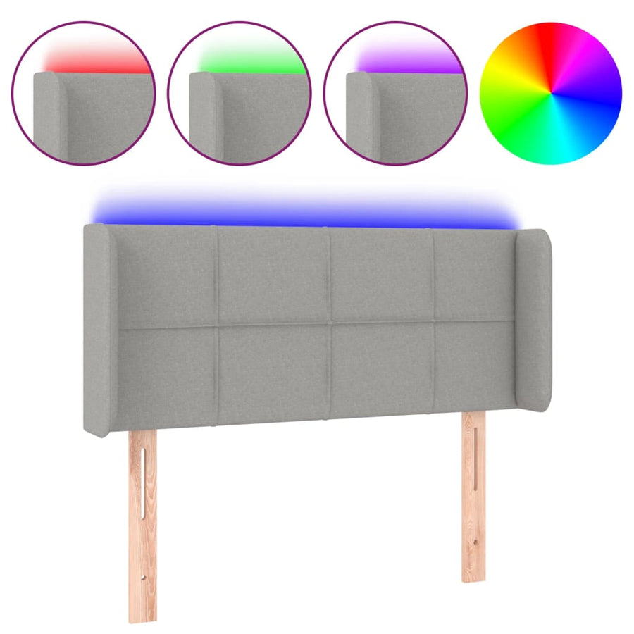 Hoofdbord LED 93x16x78/88 cm stof lichtgrijs 93 x 16 x 78/88 cm Lichtgrijs