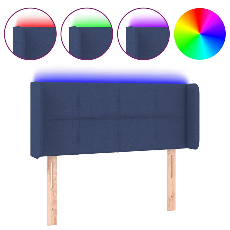 Hoofdbord LED 93x16x78/88 cm stof blauw 93 x 16 x 78/88 cm Blauw