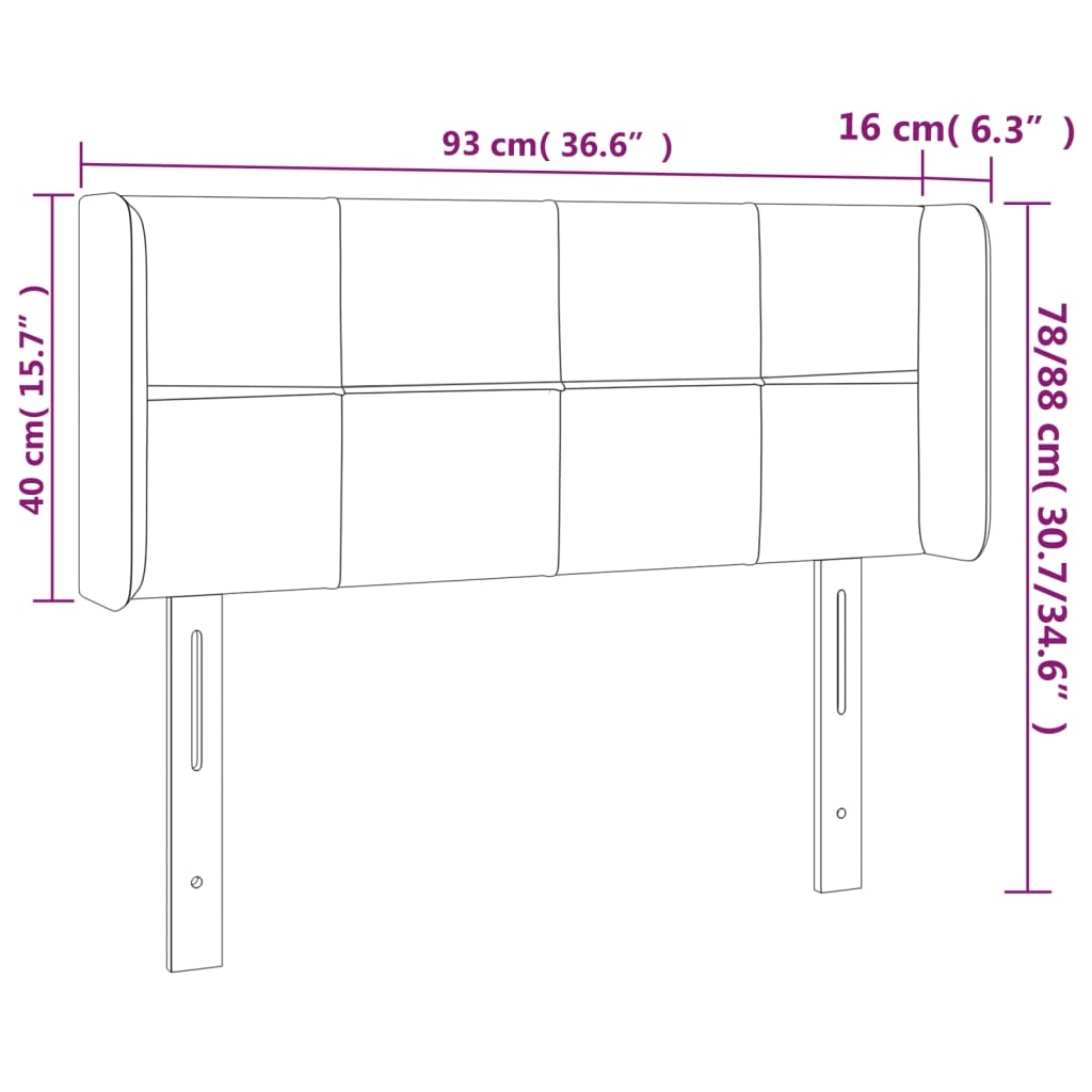 Hoofdbord LED 93x16x78/88 cm stof blauw 93 x 16 x 78/88 cm Blauw