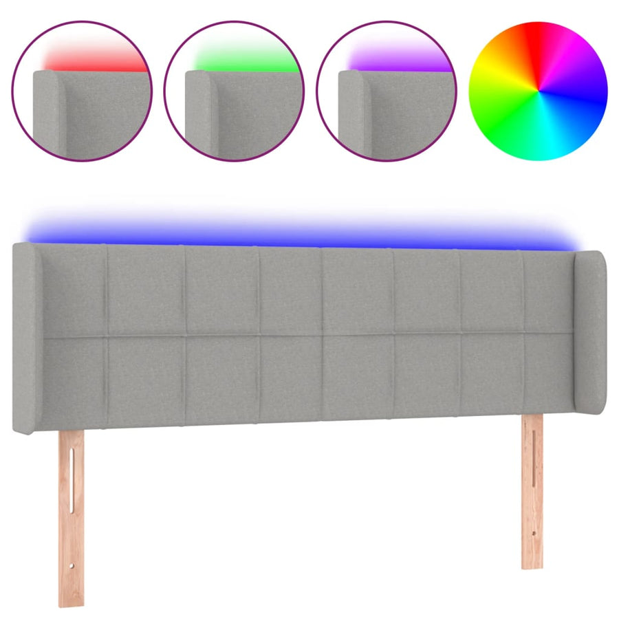 Hoofdbord LED 147x16x78/88 cm stof lichtgrijs 147 x 16 x 78/88 cm Lichtgrijs