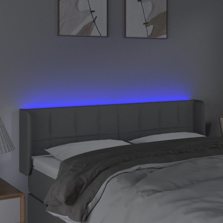 Hoofdbord LED 147x16x78/88 cm stof lichtgrijs 147 x 16 x 78/88 cm Lichtgrijs