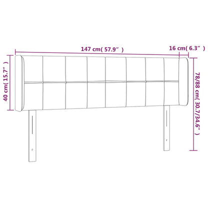 Hoofdbord LED 147x16x78/88 cm stof lichtgrijs 147 x 16 x 78/88 cm Lichtgrijs