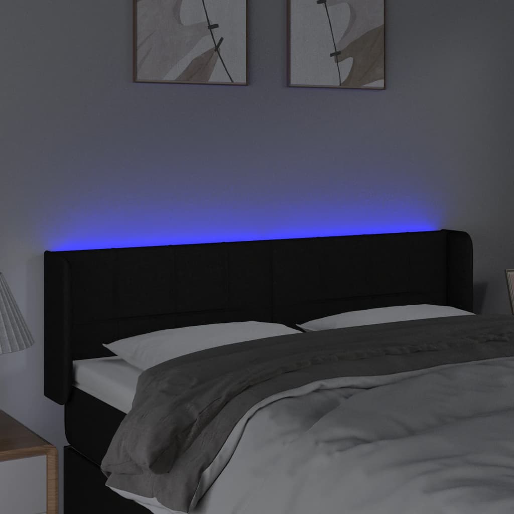 Hoofdbord Led Stof 147 x 16 x 78/88 cm Zwart