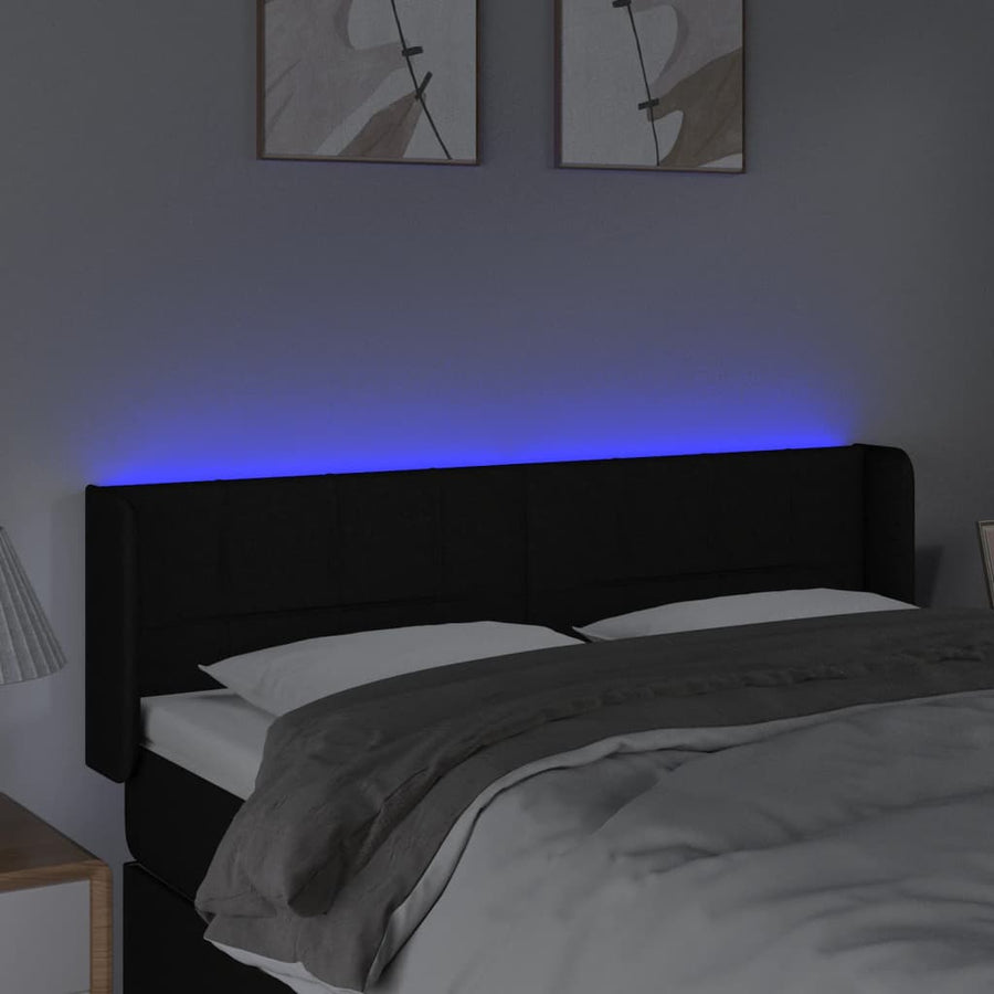 Hoofdbord Led Stof 147 x 16 x 78/88 cm Zwart