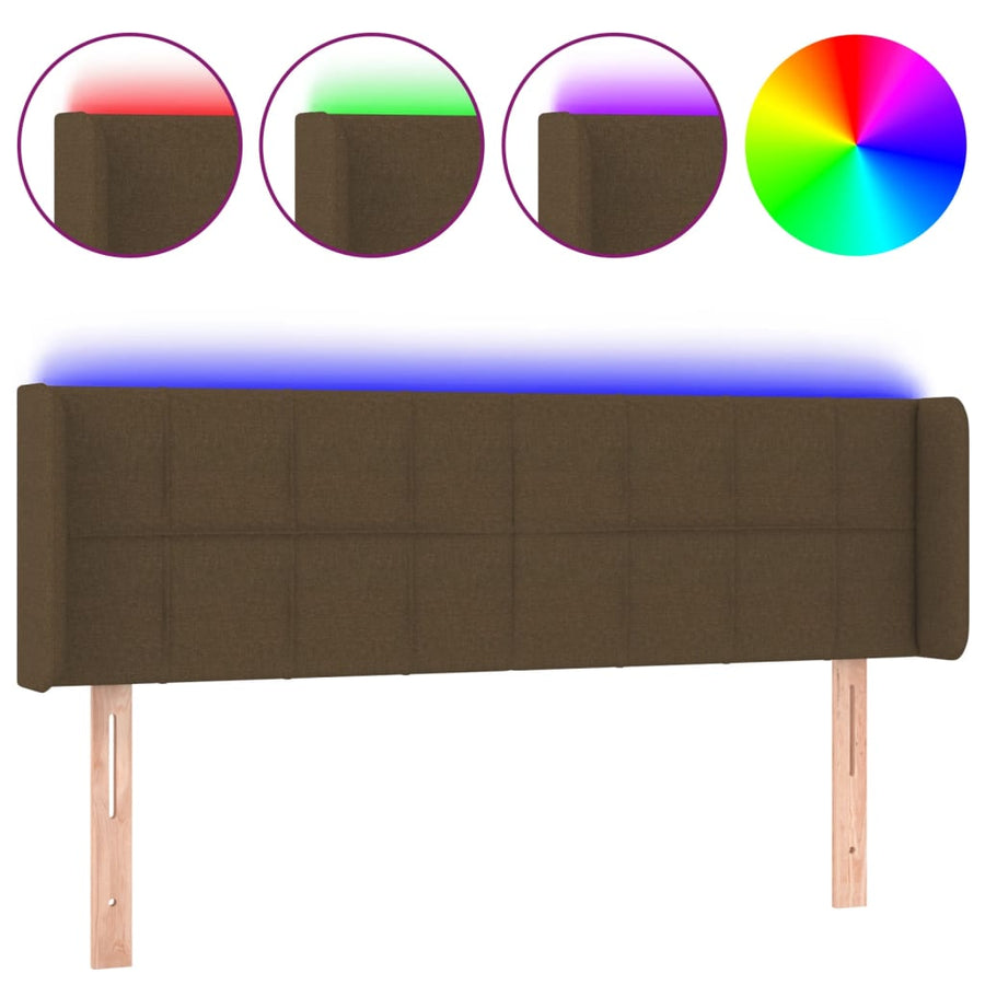 Hoofdbord LED 147x16x78/88 cm stof donkerbruin 147 x 16 x 78/88 cm Donkerbruin