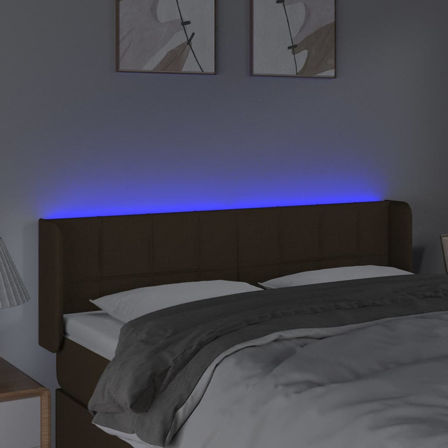 Hoofdbord LED 147x16x78/88 cm stof donkerbruin 147 x 16 x 78/88 cm Donkerbruin