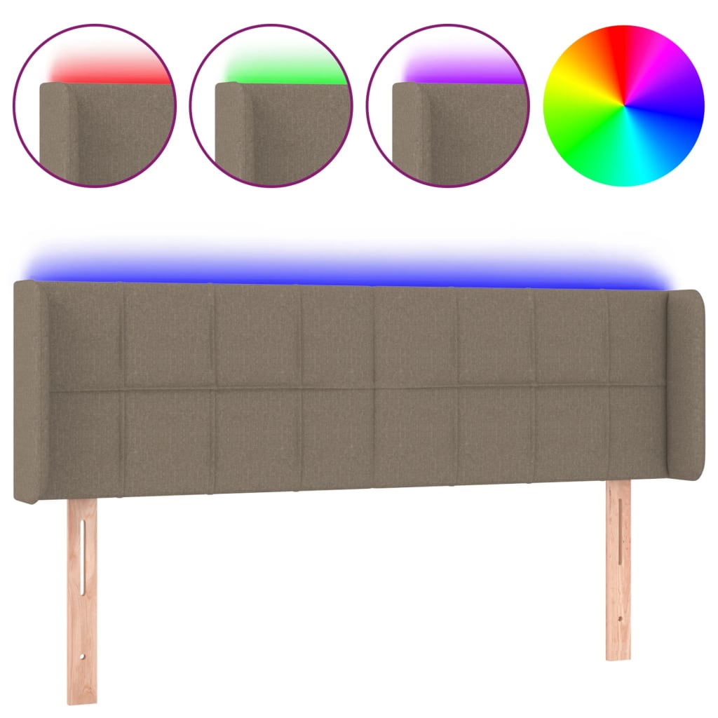 Hoofdbord Led Stof 147 x 16 x 78/88 cm Taupe