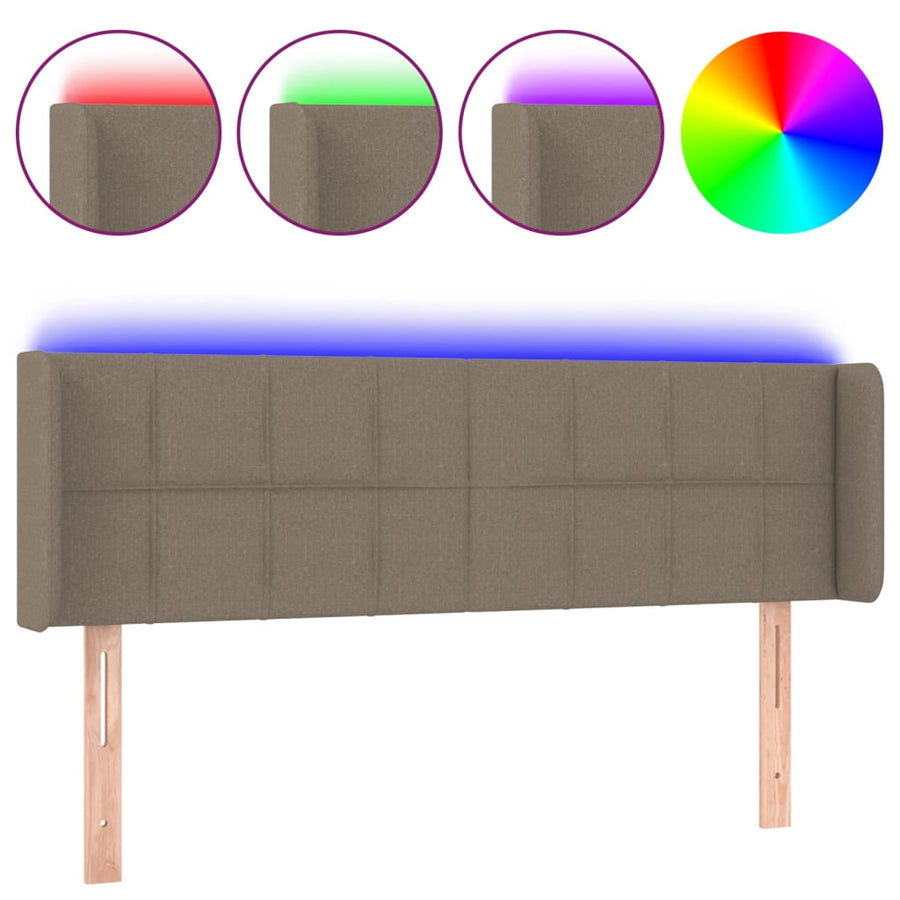 Hoofdbord Led Stof 147 x 16 x 78/88 cm Taupe