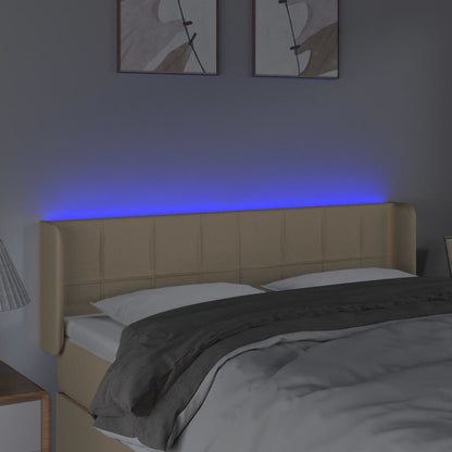 Hoofdbord Led Stof Kleurig 147 x 16 x 78/88 cm Crème