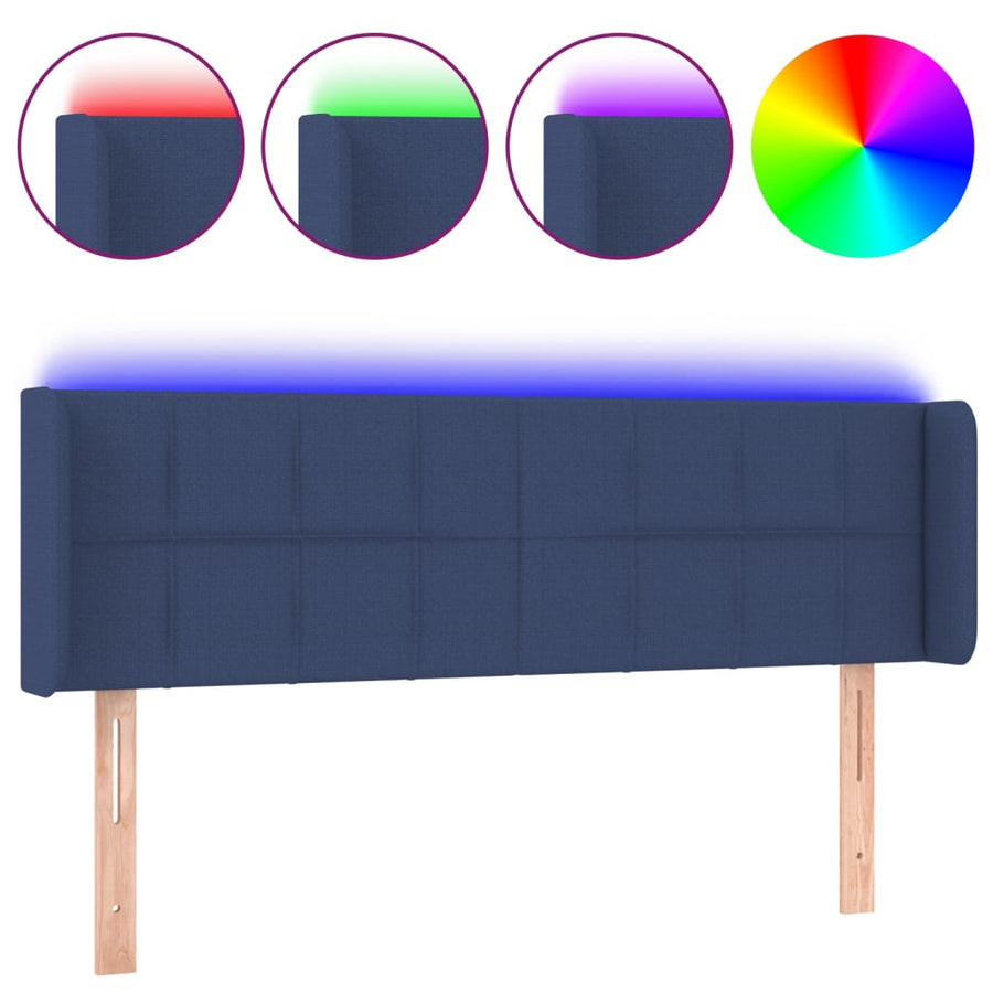 Hoofdbord LED 147x16x78/88 cm stof blauw 147 x 16 x 78/88 cm Blauw
