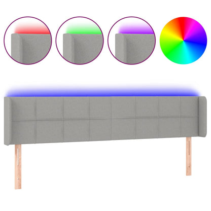 Hoofdbord LED 163x16x78/88 cm stof lichtgrijs 163 x 16 x 78/88 cm Lichtgrijs