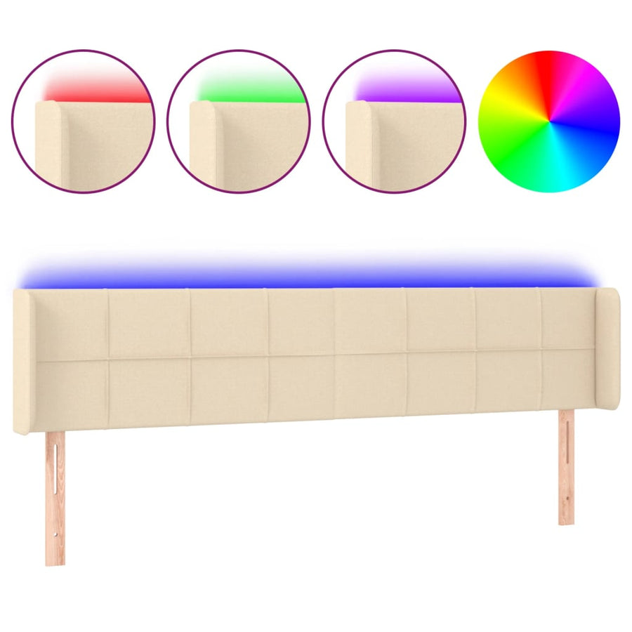 Hoofdbord LED 163x16x78/88 cm stof crèmekleurig 163 x 16 x 78/88 cm Crème