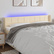 Hoofdbord LED 163x16x78/88 cm stof crèmekleurig