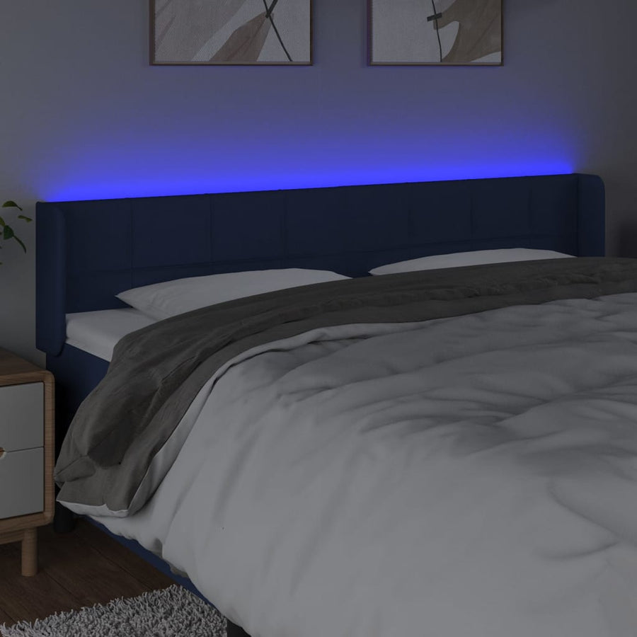 Hoofdbord LED 163x16x78/88 cm stof blauw 163 x 16 x 78/88 cm Blauw