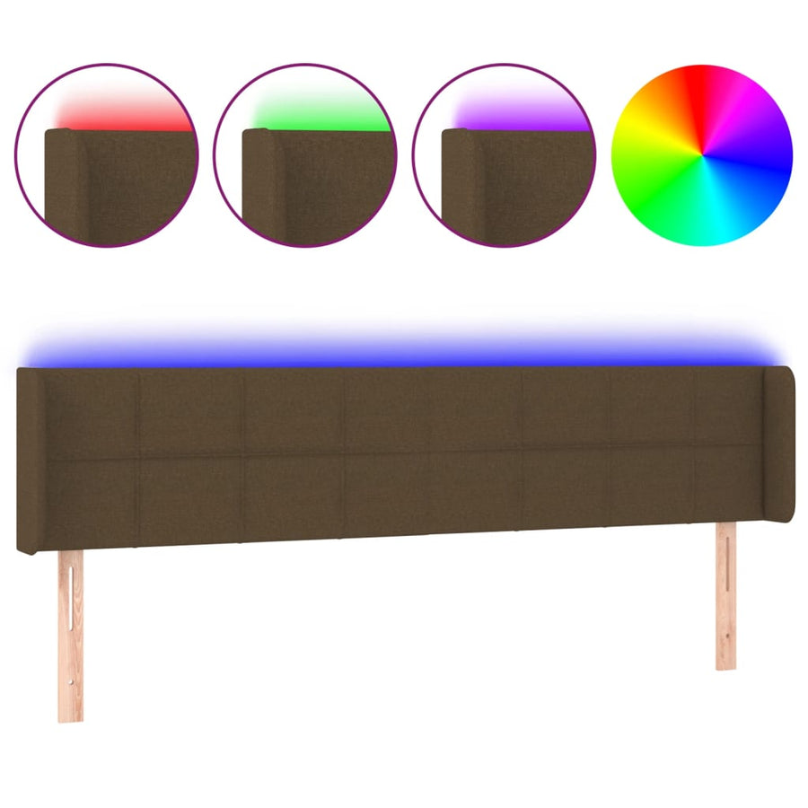 Hoofdbord Led Stof 183 x 16 x 78/88 cm Donkerbruin