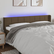 Hoofdbord 183x16x78/88 cm stof donkerbruin LED