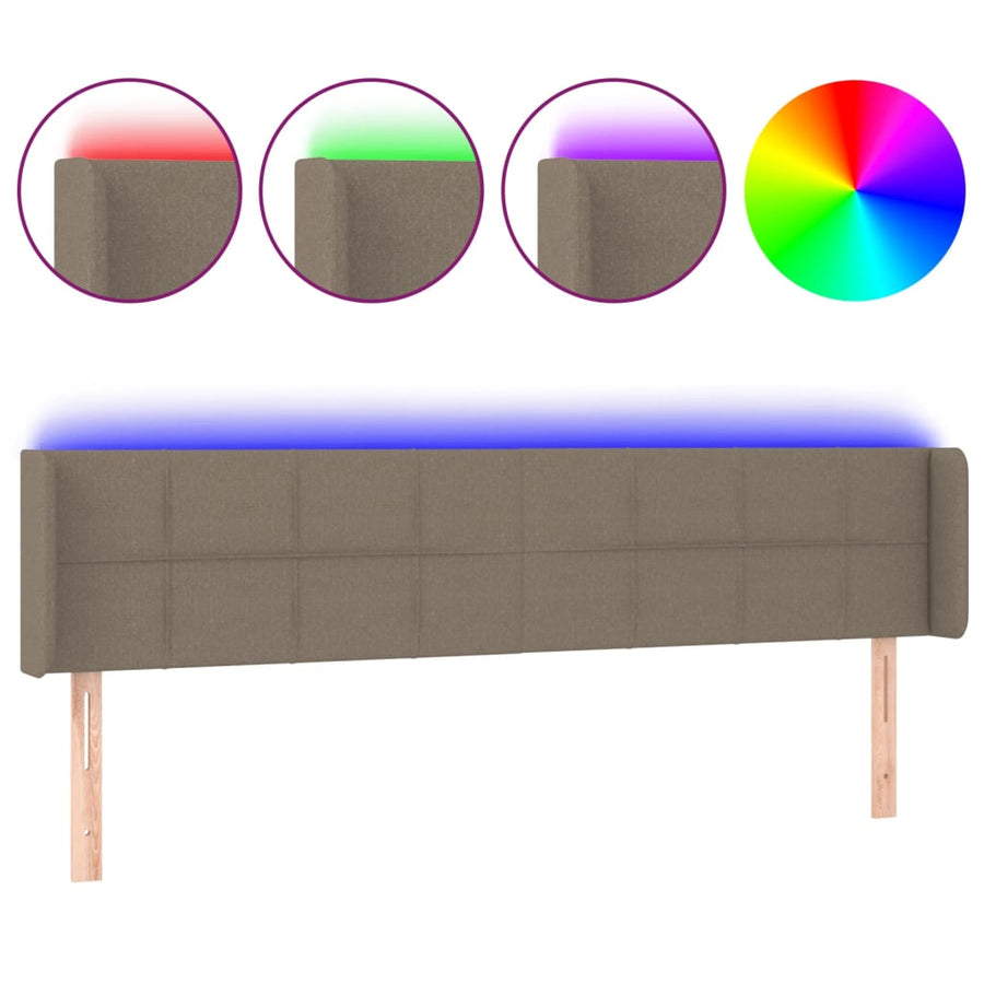 Hoofdbord Led Stof 183 x 16 x 78/88 cm Taupe