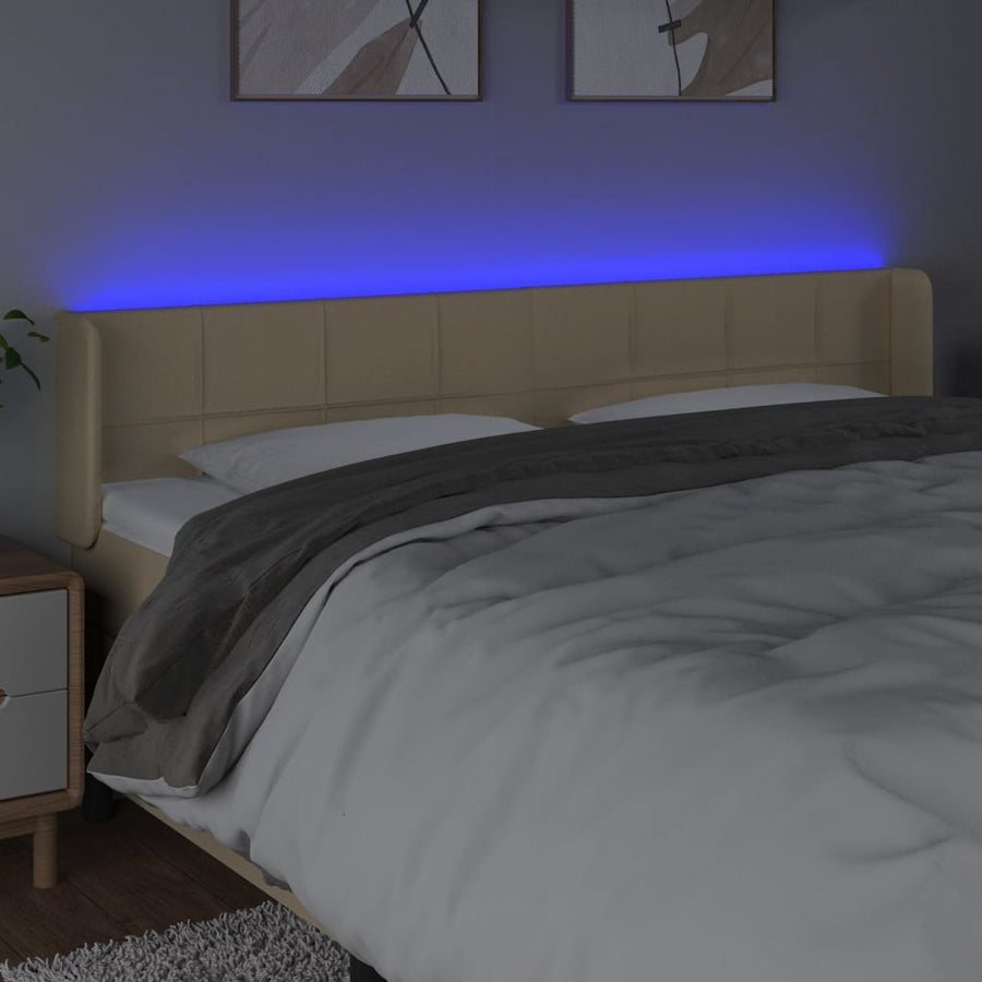 Hoofdbord LED 183x16x78/88 cm stof crèmekleurig 183 x 16 x 78/88 cm Crème