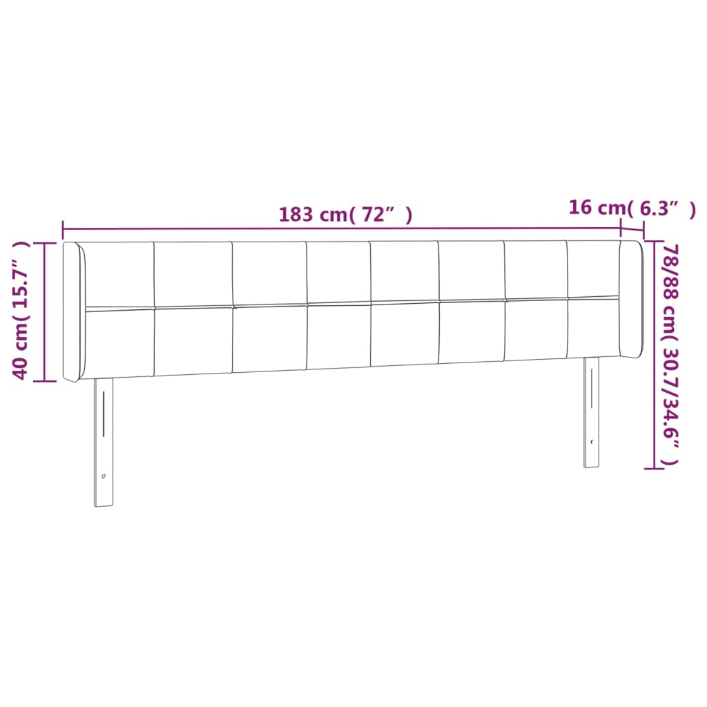 Hoofdbord LED 183x16x78/88 cm stof crèmekleurig 183 x 16 x 78/88 cm Crème