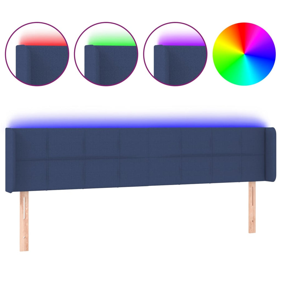Hoofdbord Led Stof 183 x 16 x 78/88 cm Blauw