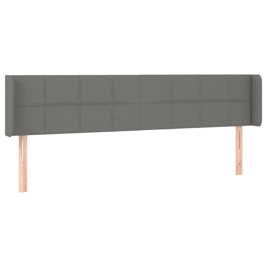Hoofdbord LED 203x16x78/88 cm stof donkergrijs 203 x 16 x 78/88 cm Donkergrijs