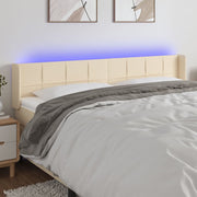 Hoofdbord 203x16x78/88 cm stof crèmekleurig LED